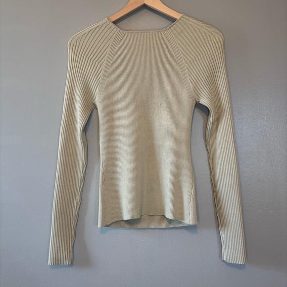 Jonathan Simkhai Medium Angelina Cut Out Stretch Rib Knit Top Marsh Green - Picture 4 of 6